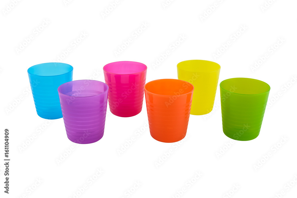 Colorful plastic glass isolated on white background Colorful plastic glass isolated on white background