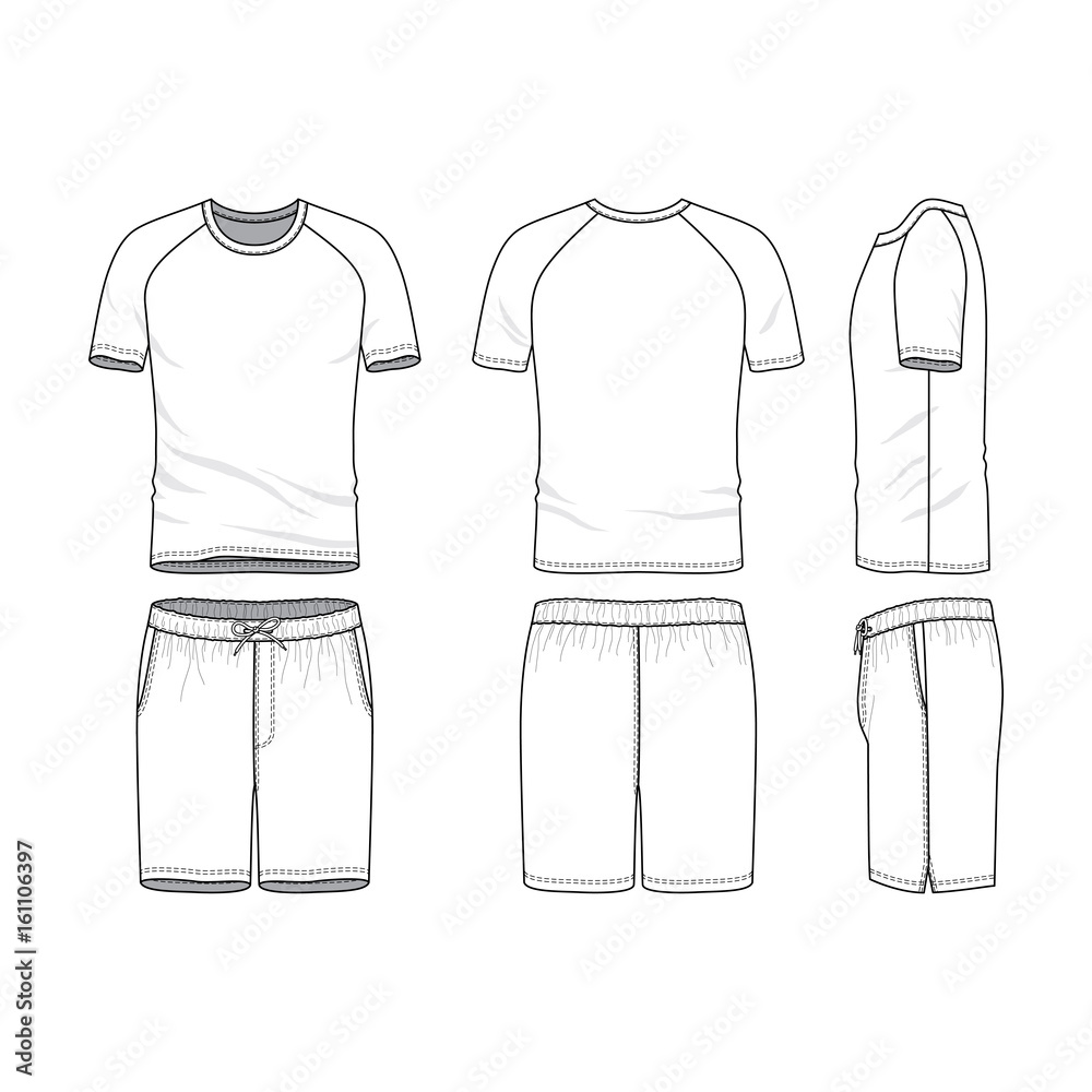 Vector templates of clothing set. Front, back, side views of blank Throughout Blank Model Sketch Template