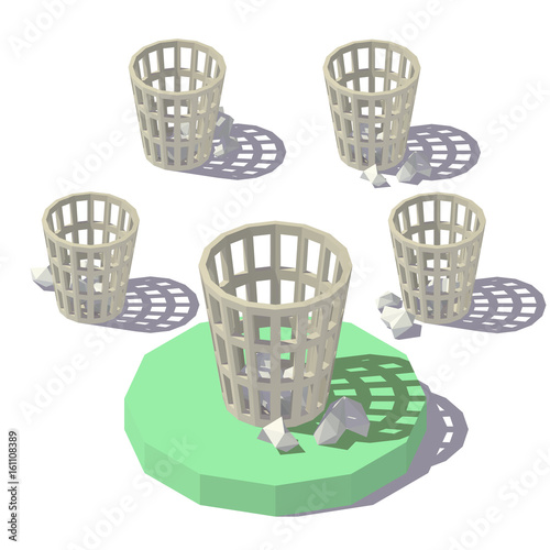 low poly isometric Wastepaper Basket