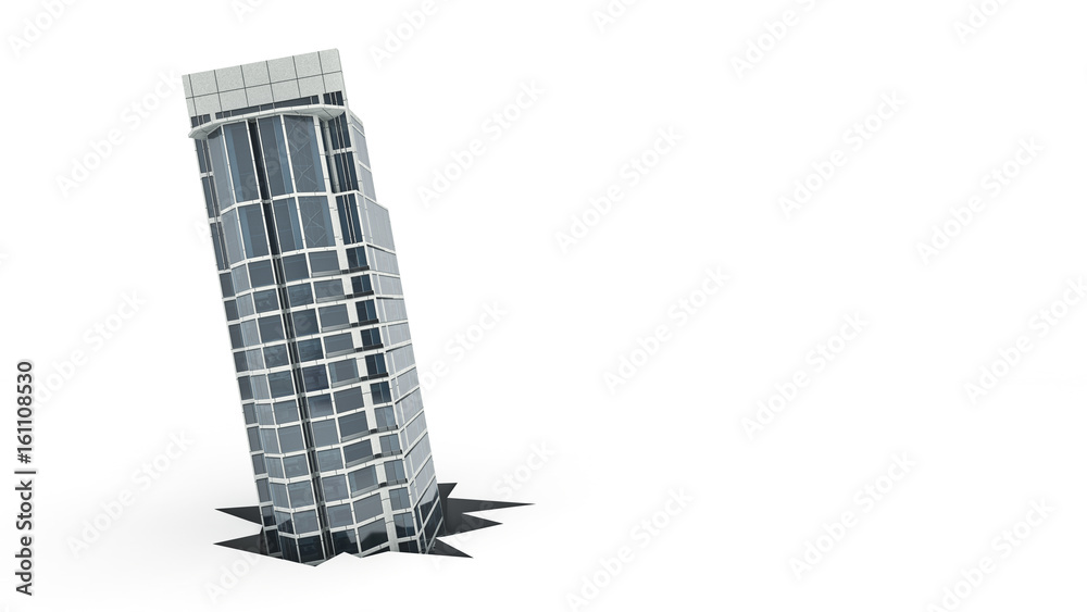 building. Concept of failure. 3d rendering building. Concept of failure. 3d rendering