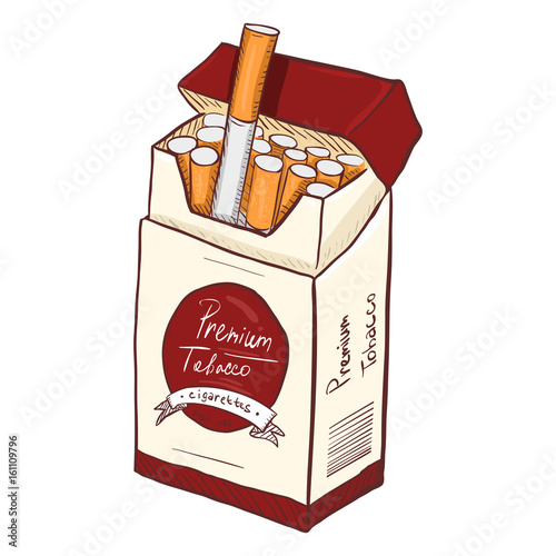 Vector Cartoon Box of Cigarettes. Premium Tobacco.