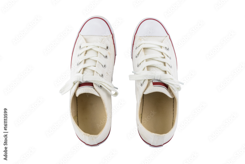 White canvas shoes isolated on white background