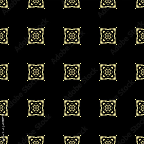 Seamless ornamental luxury pattern. Black and golden textile print. Islamic vector background. Floral tiles. Template can be used for fabric  textile  cloth  wrapping paper  oilcloth  and other design