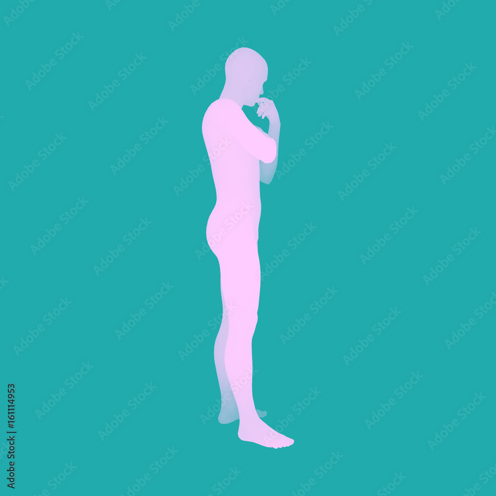 Standing Man. 3D Human Body Model. Design Element. Man Stands on his Feet. Vector Illustration. Standing Man. 3D Human Body Model. Design Element. Man Stands on his Feet. Vector Illustration.