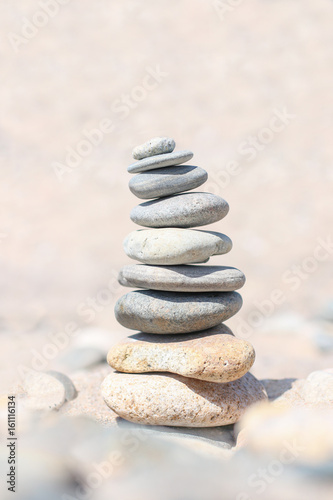 Balance stone. Zen rocks on the beach. Feng Shui balance