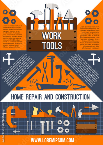Vector house repair work tools poster