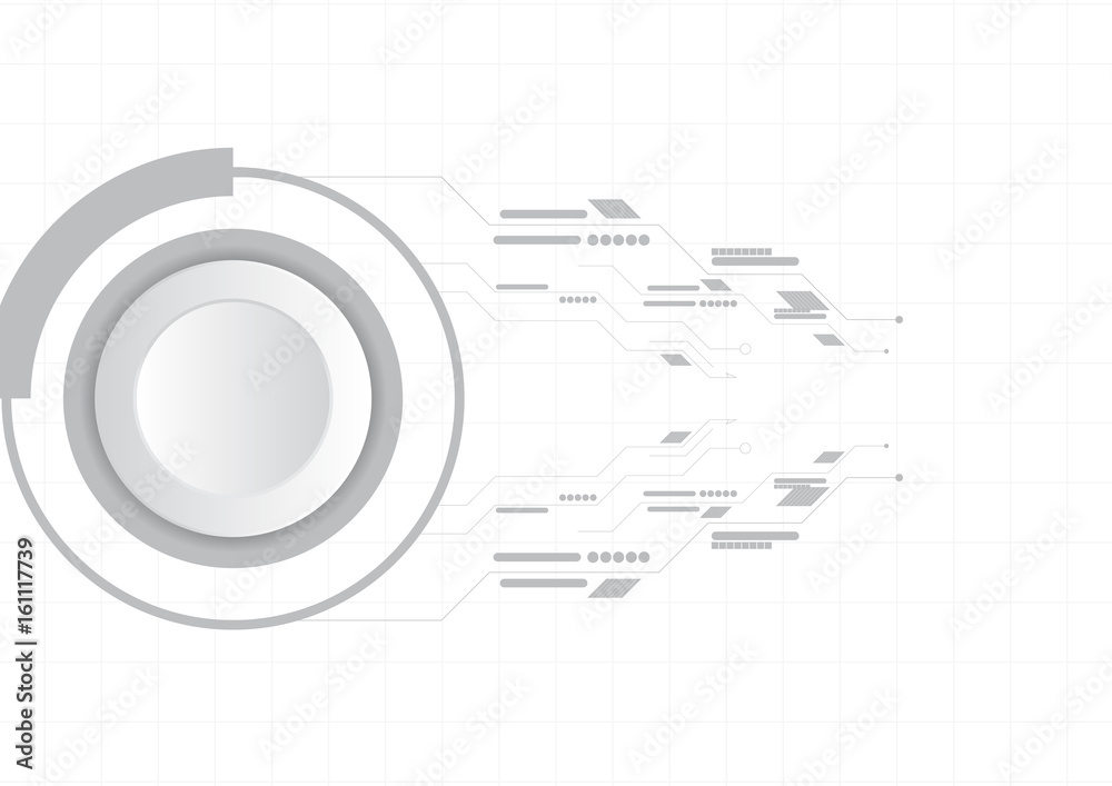 White button with abstract technology background