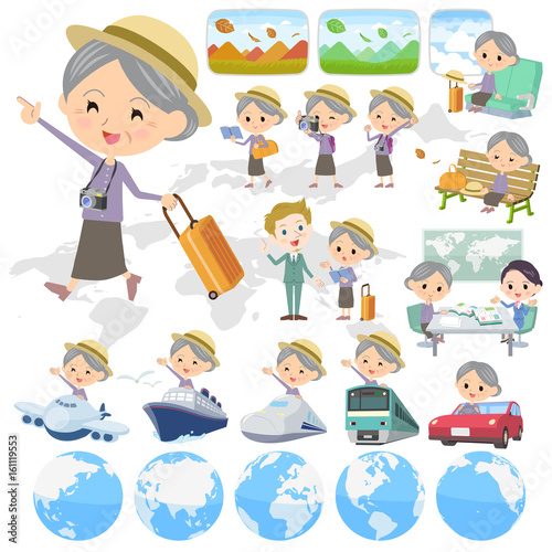Purple clothes grandmother travel
