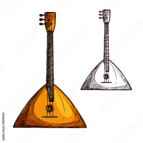 Vector sketch balalaika guitar musical instrument photo