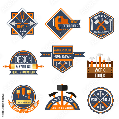 Vector icons set of home repair work tools