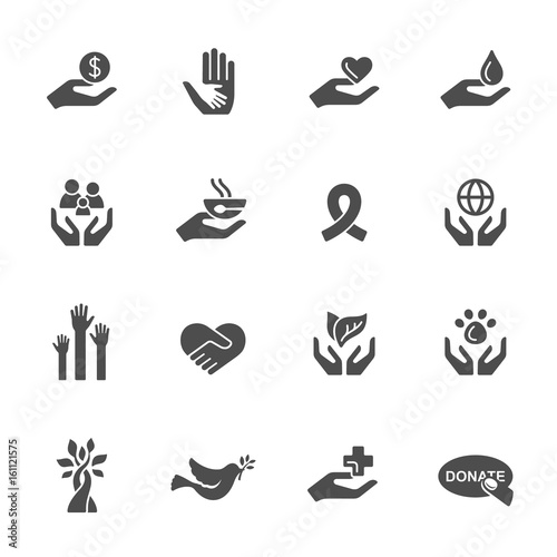 Charity vector icon set