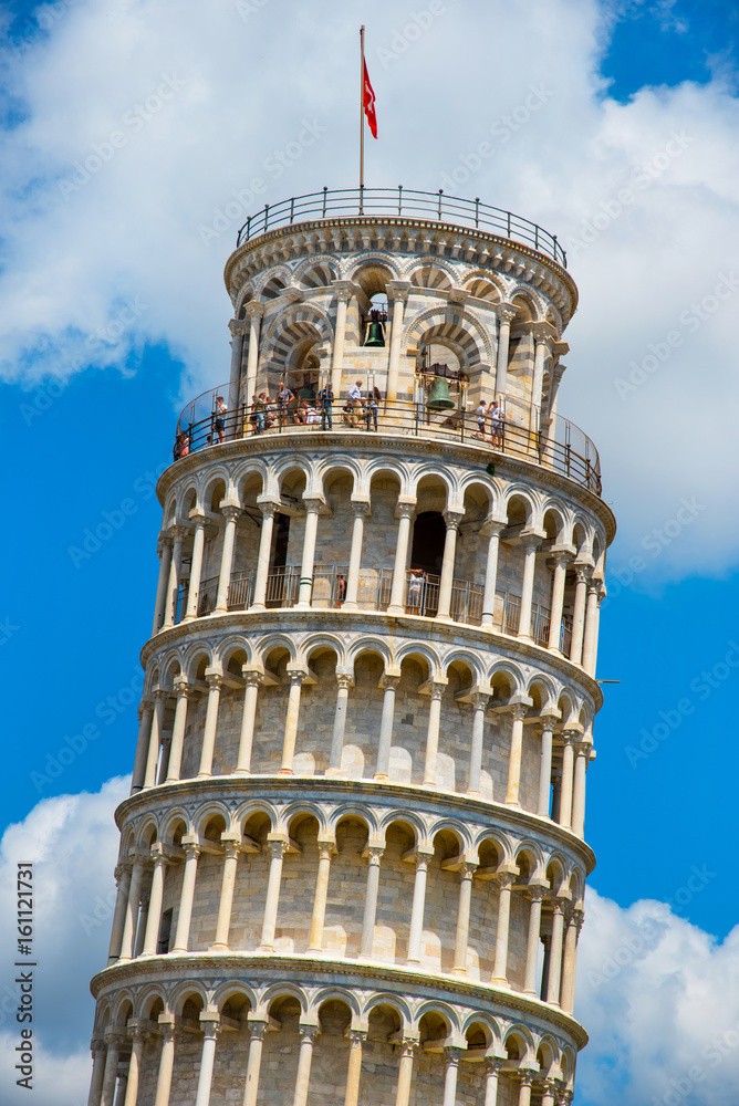 famous leaning tower in Pisa, Italy, Europe.