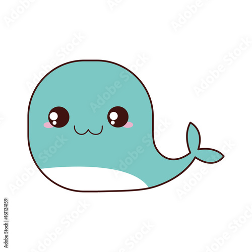 kawaii whale animal icon over white background vector illustration