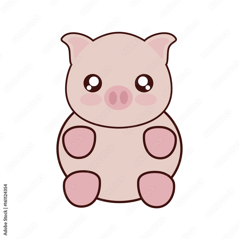 Fototapeta premium kawaii piggy animal icon over white background vector illustration