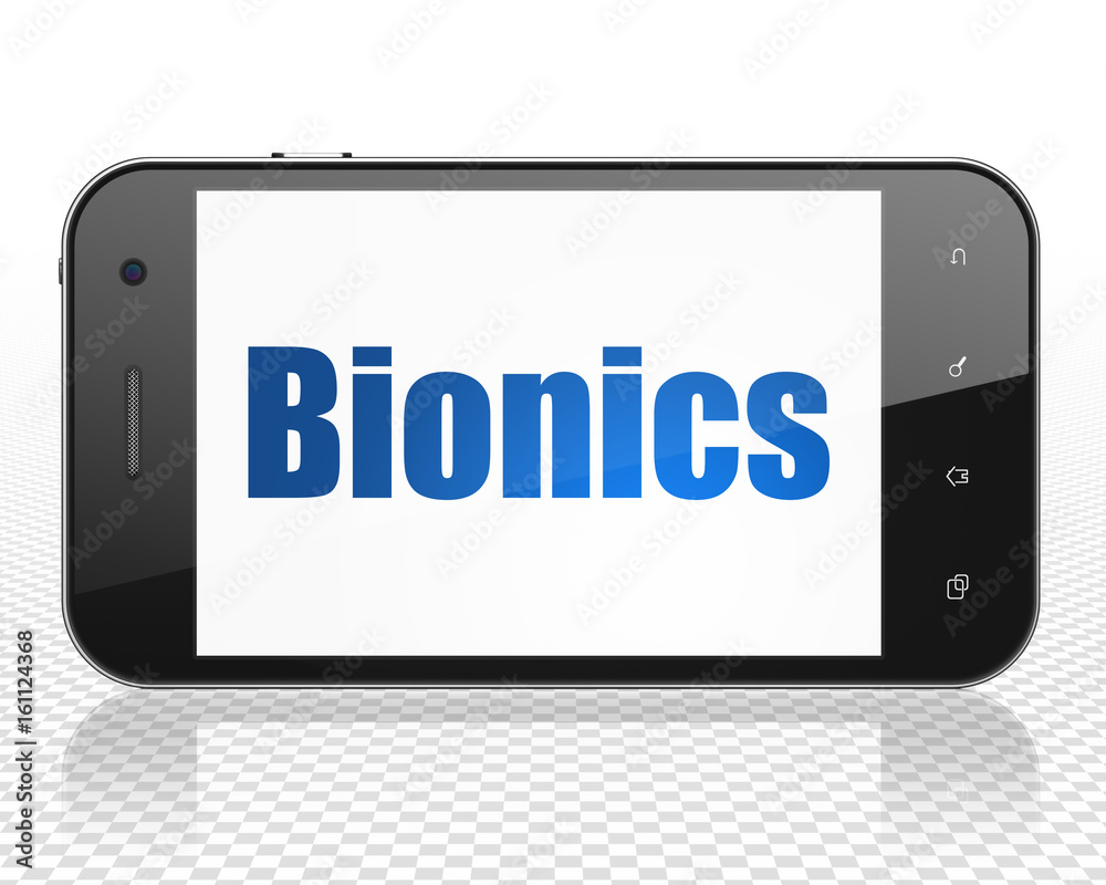 Science concept: Smartphone with Bionics on display Science concept: Smartphone with Bionics on display