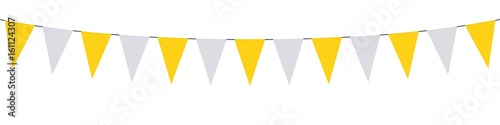 Guirlande, fanions jaunes et blancs