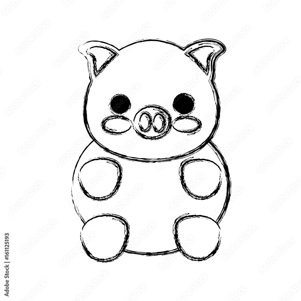 Obraz premium kawaii pig icon over white background vector illustration
