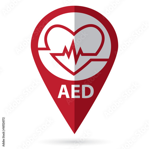 defibrillator symbol with location icon