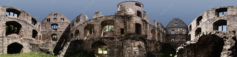 Innenpanorama der Ruine Schönrain im Spessart
