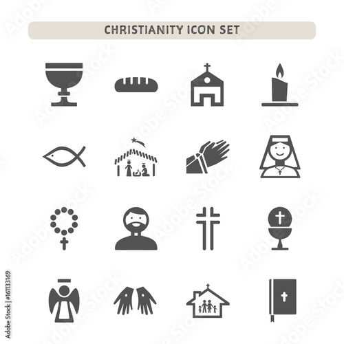 Christianity icons set on white background