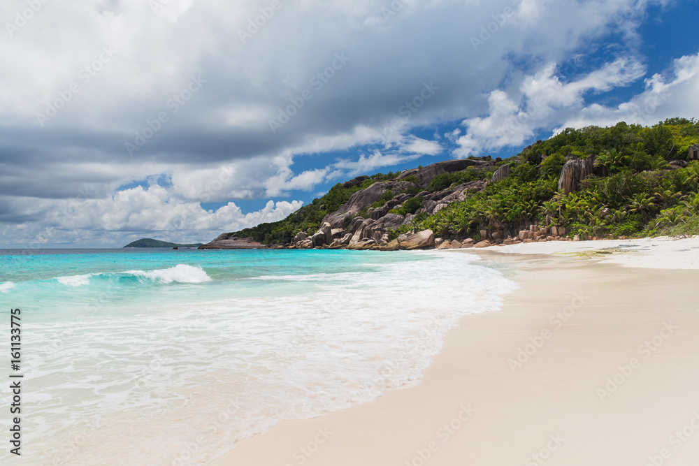 island beach in indian ocean on seychelles