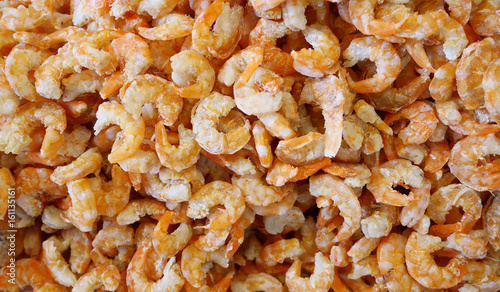 Dried shrimp at seafood market in Thailand