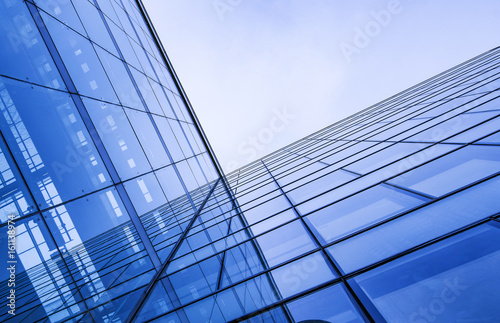 Office building in blue tones - detail view