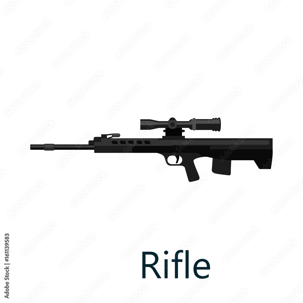 Hunting repeating air rifle, weapon isolated on white background, army gun vrctor illustration Hunting repeating air rifle, weapon isolated on white background, army gun vrctor illustration