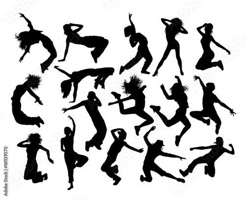 Wallpaper Mural Fun and Cool Breakdance Activity, art vector silhouettes design Torontodigital.ca