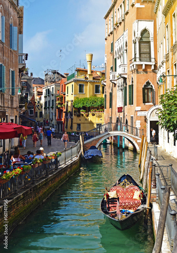 beautiful landscape of the gondola on the canal in Venice  Italy  Europe.