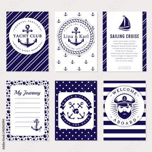 Vector sea and nautical card and banners.