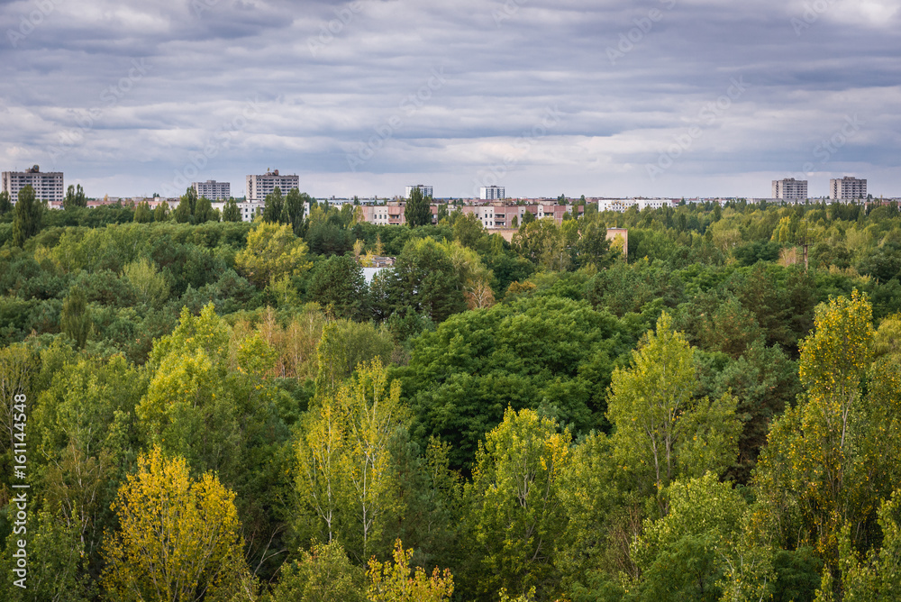 Fototapeta premium Abandoned Pripyat city in Chernobyl Exclusion Zone, Ukraine