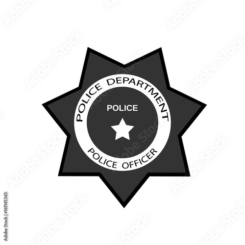 Police badge with star in flat style