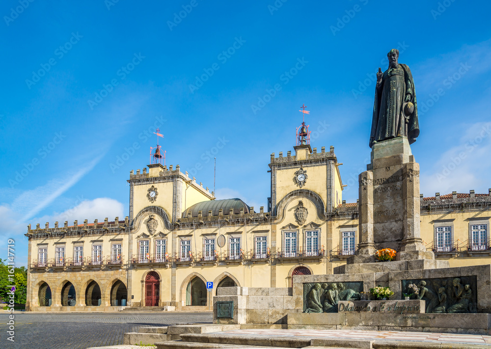 View at the City hall with monument in Barcelos ,Portugal