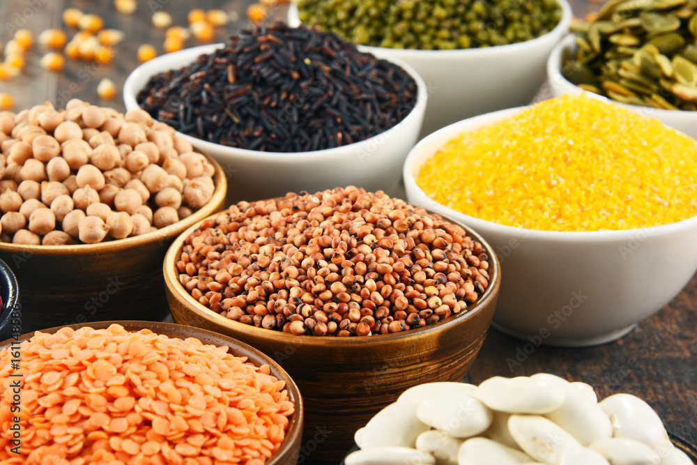 Composition with variety of vegetarian food ingredients Composition with variety of vegetarian food ingredients