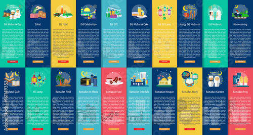 Ramadan and Eid Mubarak Vertical Banner Concept