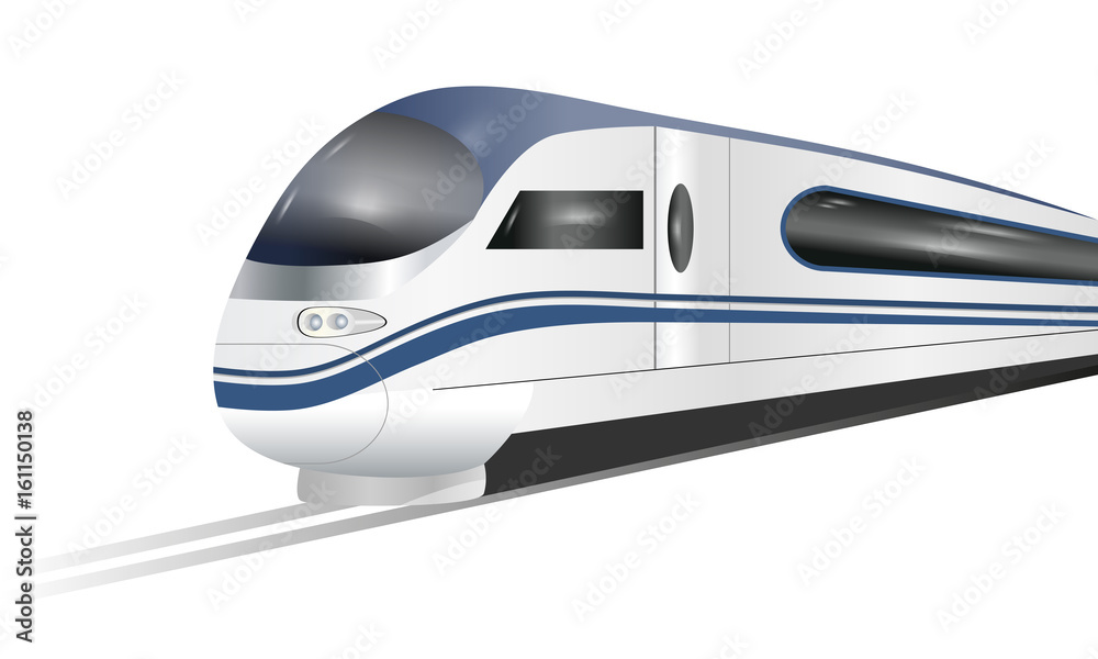 Super streamlined high-speed train isolated on white background. Concept railway tourism transportation and railroad travel. Vector Super streamlined high-speed train isolated on white background. Concept railway tourism transportation and railroad travel. Vector