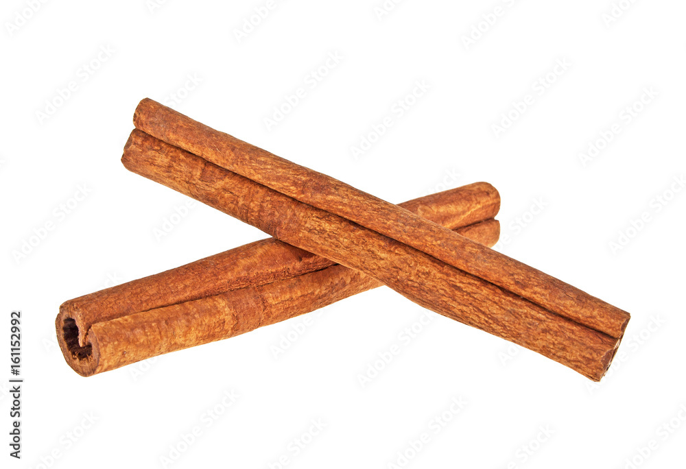 Two cinnamon sticks isolated on white background Two cinnamon sticks isolated on white background