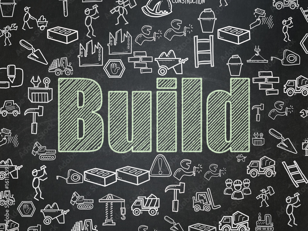 Building construction concept: Build on School board background