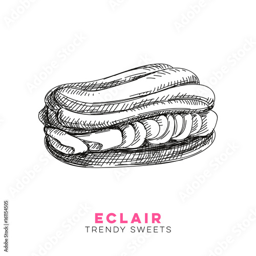 Vector hand drawn eclair Illustration.