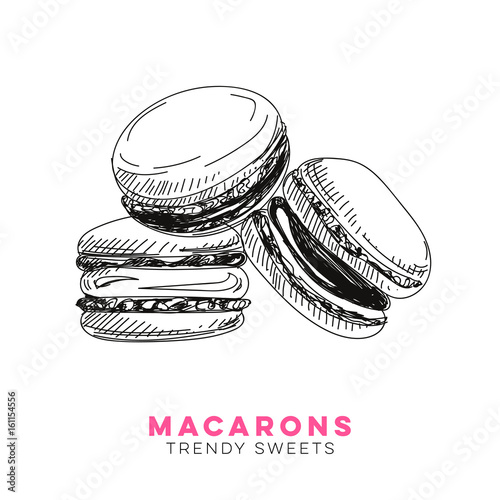 Vector hand drawn macarons Illustration.