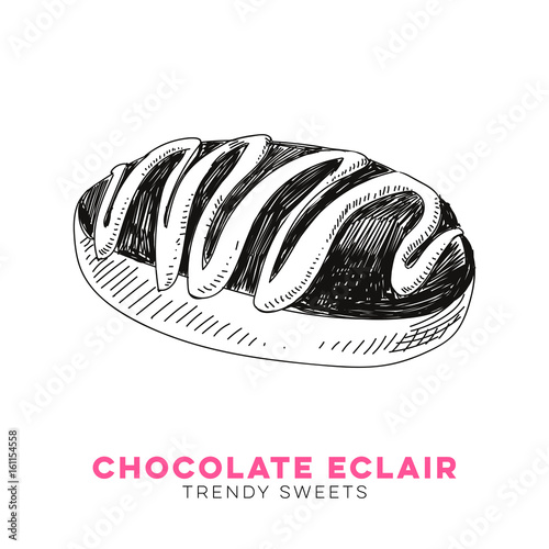 Vector hand drawn eclair Illustration.