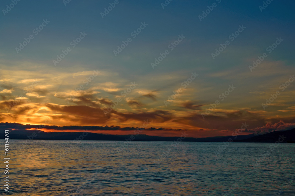 Beautiful natural sunset over sea