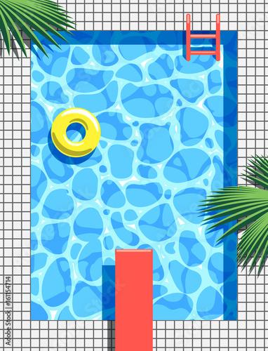 Pool party invitation concept. Vector summer illustration.