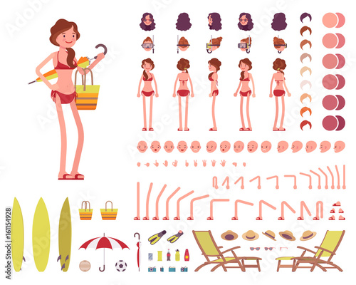 Female swimsuit. Character creation set