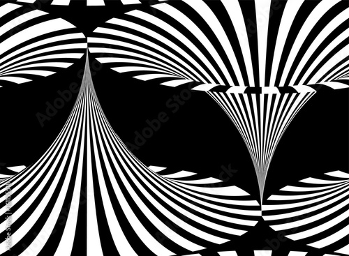 Abstract vector seamless op art pattern. Monochrome graphic ornament.