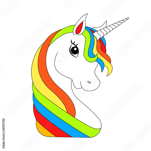 Einhornkopf in Regenbogenfarben