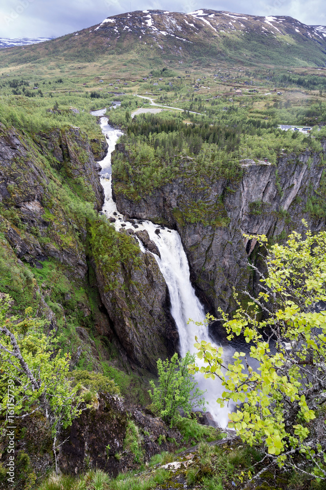 Voringsfossen, the 83rd highest waterfall in Norway on the basis of total fall. It is perhaps the most famous waterfall in the country and a major tourist attraction. Voringsfossen, the 83rd highest waterfall in Norway on the basis of total fall. It is perhaps the most famous waterfall in the country and a major tourist attraction.