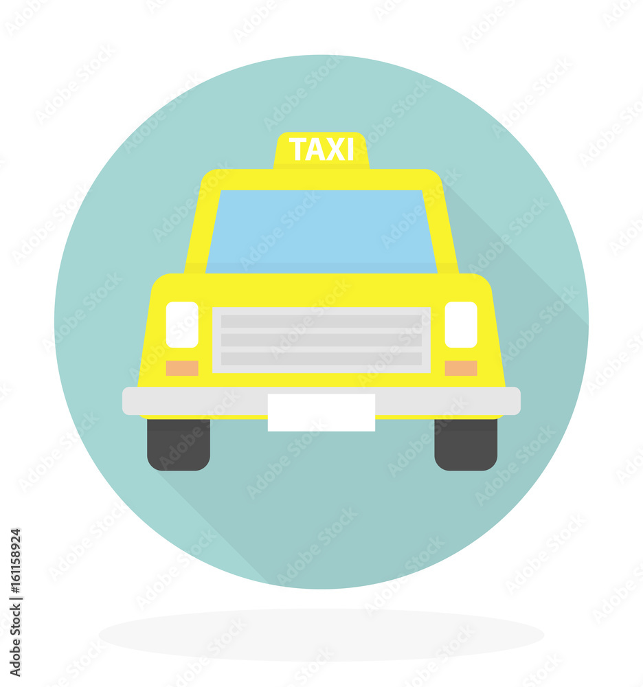 Taxi cab icon with long shadow