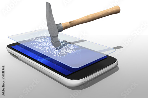 3d Smartphone, Handy mit Panzerglasscheibe, freigestellt photo